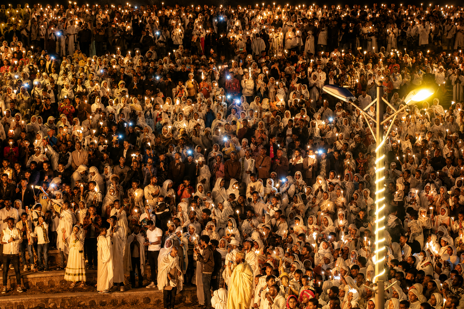Celebrating traditional Ethiopian Orthodox liturgical ceremonies.